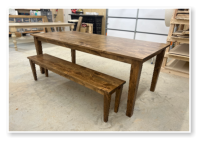 Custom built dining table in the Shaker Style built by Cattle Bend Woodworks.