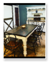 Custom built dining table in the Classic Farmhouse style built by Cattle Bend Woodworks.