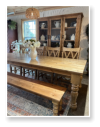 Custom built dining table in the Classic Farmhouse style built by Cattle Bend Woodworks.