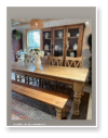 Custom built dining table in the Classic Farmhouse style built by Cattle Bend Woodworks.