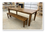 Custom built dining table in the Shaker Style built by Cattle Bend Woodworks.