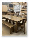 Custom built dining table in the Shaker Style built by Cattle Bend Woodworks.